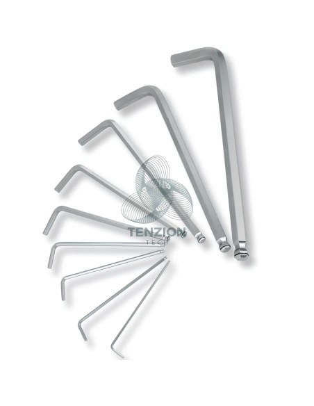 Set 9 Chiavi Maschio Esagonale Piegate Con Estremità Sferica Sistema Trattenimento Vite 1,5-10mm Con Supporto