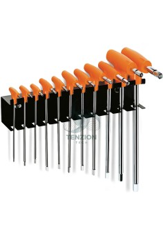 Set 11 Chiavi Maschio Esagonale Piegate Con Impugnatura Di Manovra 2-10mm Su Supporto