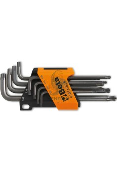 Set 8 Chiavi Maschio Piegate Con Estremità Sferica Per Viti Con Impronta Torx T9-T40 Con Supporto