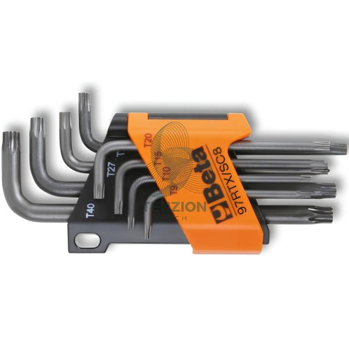 Set 8 Chiavi Maschio Piegate Per Viti Con Impronta Tamper Resistant Torx T9-T40 Con Supporto