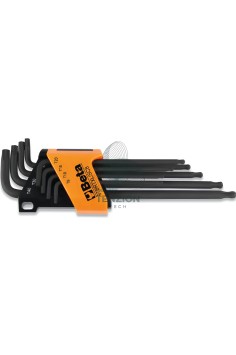 Set 8 Chiavi Maschio Piegate Con Estremità Sferica Modello Lungo Per Viti Con Impronta Tamper Resistant Torx T9-T40 Con Supporto