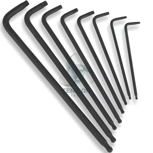 Set 8 Chiavi Maschio Piegate Con Estremità Sferica Modello Lungo Per Viti Con Impronta Tamper Resistant Torx T9-T40 Con Supporto