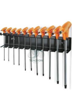 Set 11 Chiavi Maschio Piegate Torx Con Impugnatura T8-T50 Su Supporto