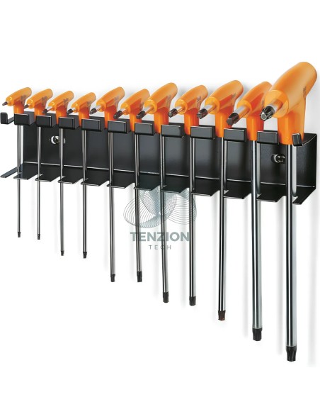 Set 11 Chiavi Maschio Piegate Torx Con Impugnatura T8-T50 Su Supporto