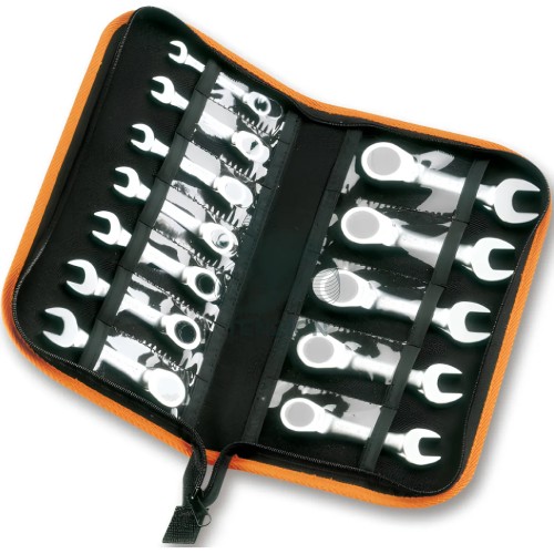 Set 12 Chiavi Combinate A Cricchetto Dritte Corte 8-19mm In Busta