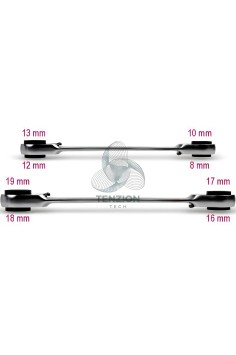 Set 2 Chiavi Poligonali Doppie Dritte A Cricchetto Reversibili 4 In 1 8x10/12x13-16x17/18x19mm 2