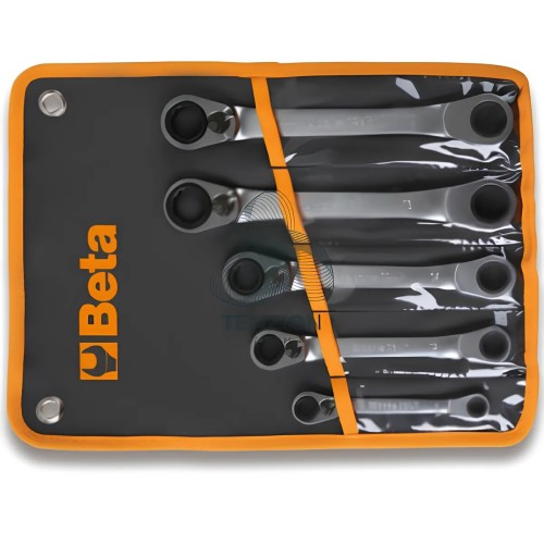 Set 5 Chiavi Poligonali Doppie Piegate 15° A Cricchetto Reversibili 8x10-17x19mm In Busta