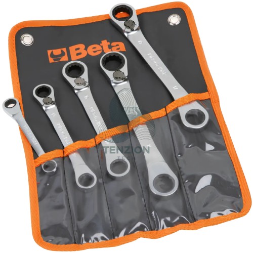 Set 5 Chiavi Poligonali Doppie Piegate 15° A Cricchetto Reversibili 8x10-17x19mm In Busta