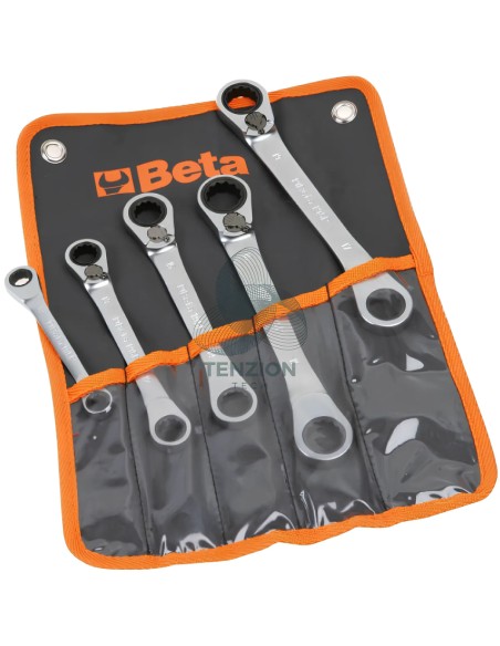 Set 5 Chiavi Poligonali Doppie Piegate 15° A Cricchetto Reversibili 8x10-17x19mm In Busta