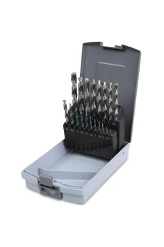 Set 19 Punte Elicoidali Cilindriche HSS Serie Corta Lucide Ø1-10x 0,5mm