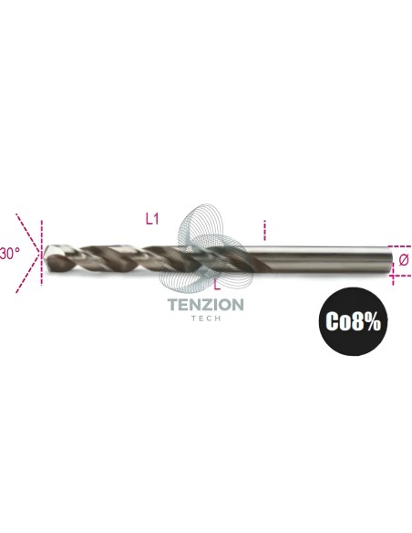 Punta Elicoidale Cilindrica HSS-Co 8% Serie Corta