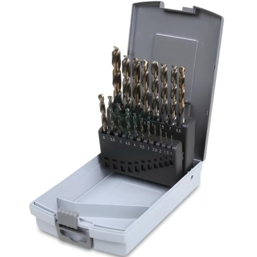 Set 25 Punte Elicoidali Cilindriche HSS-Co 8% Serie Corta Ø1-13x0,5mm