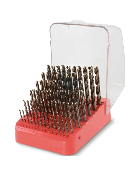 Set 91 Punte Elicoidali Cilindriche HSS-Co 8% Serie Corta Ø1-10x0,10mm