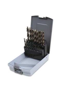 Set 19 Punte Elicoidali Cilindriche HSS-Co 5% Serie Corta Ø1-10x0,5mm