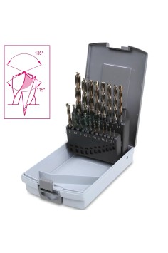 Set 19 Punte Elicoidali Cilindriche HSS Affilatura A Doppio Cono Ø1-10x0,5mm