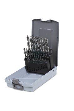 Set 19 Punte Elicoidali Cilindriche HSS AISI M2 Punta Ridotta Per Centraggio Ø1-10x0,5mm