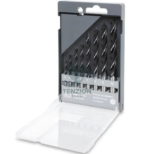 Set 8 Punte Elicoidali Cilindriche Per Legno 2 Taglienti Punta Guida Serie Corta 3-10mm