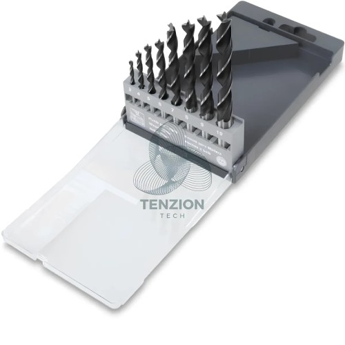 Set 8 Punte Elicoidali Cilindriche Per Legno 2 Taglienti Punta Guida Serie Corta 3-10mm