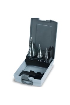 Set 3 Frese Coniche A Gradino Elicoidali Geometria Gradino Scorrevole HSS-G Ø4-30mm