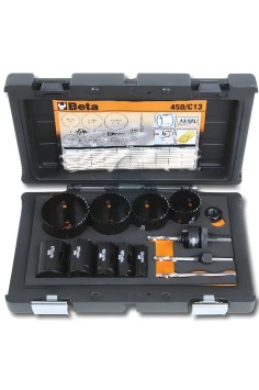 Set 13 Seghe A Tazza Bimetalliche HSS-Co 8% Ø19-64mm Con Accessori