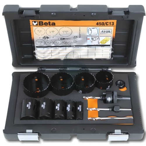 Set 13 Seghe A Tazza Bimetalliche HSS-Co 8% Ø19-64mm Con Accessori