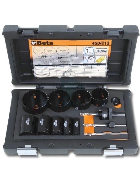 Set 13 Seghe A Tazza Bimetalliche HSS-Co 8% Ø19-64mm Con Accessori