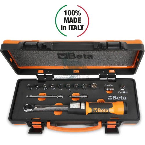 Set Chiave Dinamometrica A Scatto Zero Reset Reversibile Destrorsa 1/4" 5-25Nm Precisione ±3%