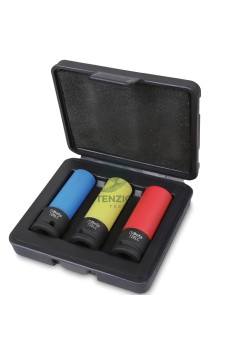 Set 3 Chiavi A Bussola Macchina Per Dadi Ruote Inserti Polimerici 1/2" 17-19-21mm