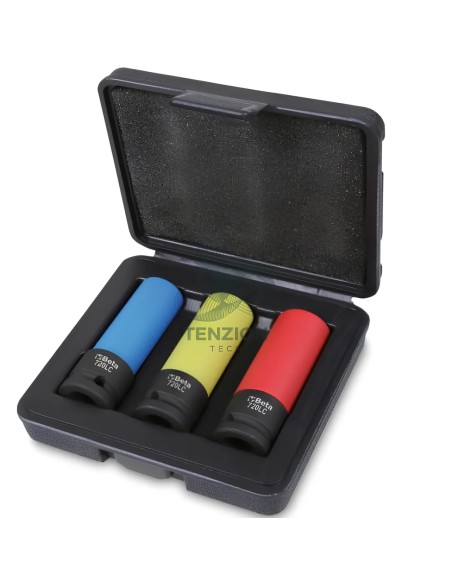Set 3 Chiavi A Bussola Macchina Per Dadi Ruote Inserti Polimerici 1/2" 17-19-21mm