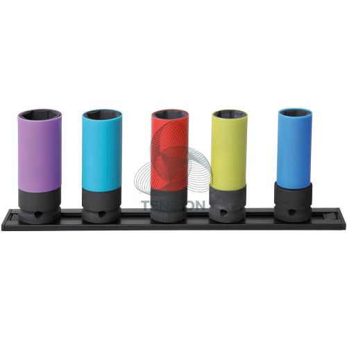 Set 5 Chiavi A Bussola Macchina Per Dadi Ruote Inserti Polimerici 1/2" 17-24mm