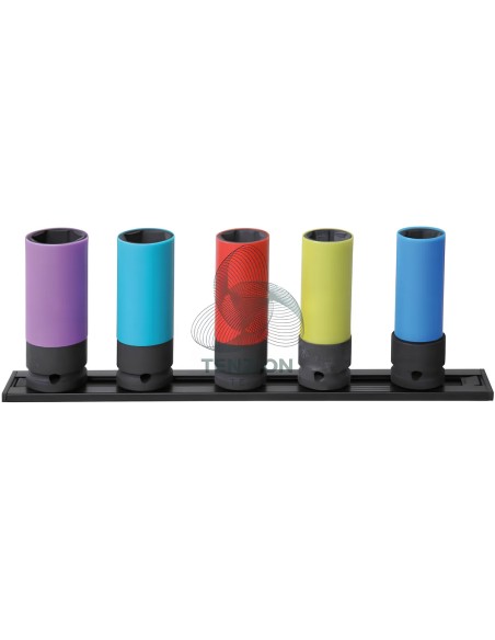 Set 5 Chiavi A Bussola Macchina Per Dadi Ruote Inserti Polimerici 1/2" 17-24mm