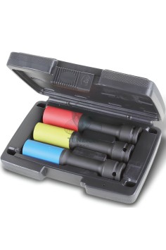 Set 3 Chiavi A Bussola Macchina Per Dadi Ruote Inserti Polimerici Serie Lunga 1/2" 17-19-21mm