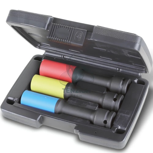 Set 3 Chiavi A Bussola Macchina Per Dadi Ruote Inserti Polimerici Serie Lunga 1/2" 17-19-21mm