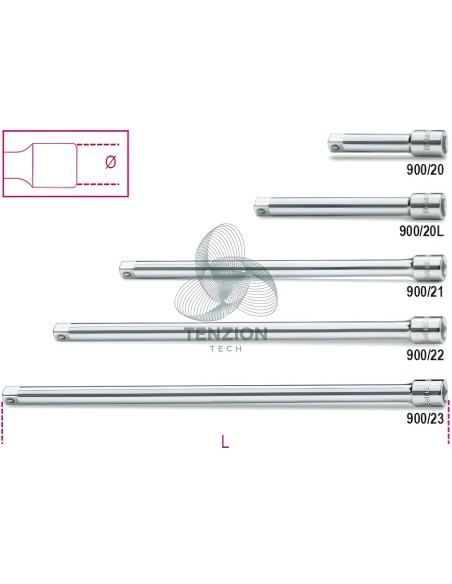 Prolunga Con Attacco Quadro Maschio Femmina 1/4"