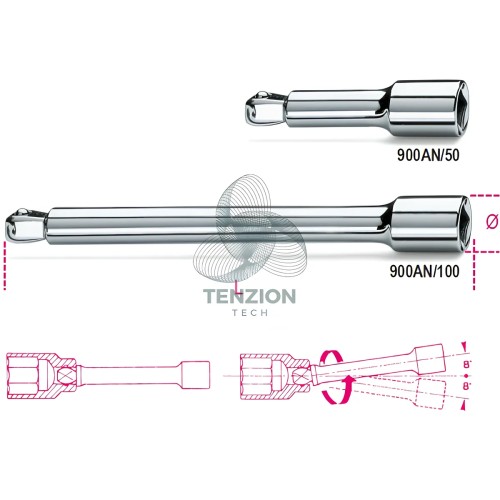Prolunga Con Attacco Quadro Angolare Maschio Femmina 1/4"