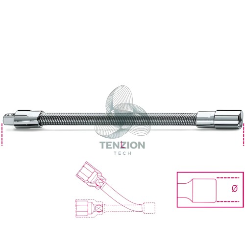 Prolunga Con Attacco Quadro Flessibile Maschio Femmina 1/4" 150mm