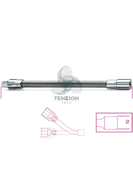 Prolunga Con Attacco Quadro Flessibile Maschio Femmina 1/4" 150mm