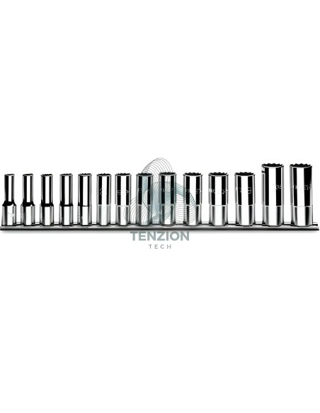 Set 14 Chiavi A Bussola Lunghe Bocca Esagonale 3/8" 8-22mm
