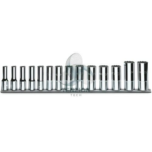 Set 14 Chiavi A Bussola Lunghe Bocca Poligonale 3/8" 8-22mm