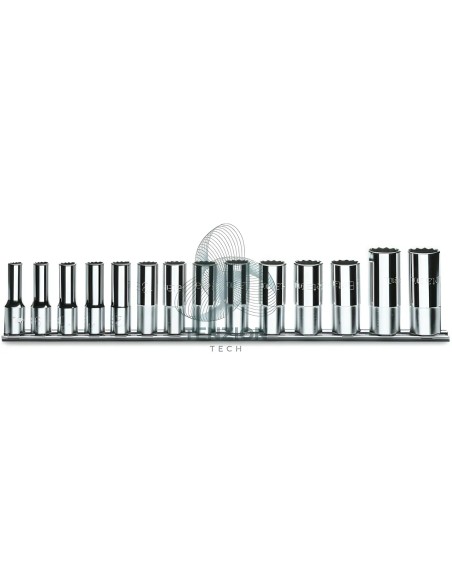 Set 14 Chiavi A Bussola Lunghe Bocca Poligonale 3/8" 8-22mm