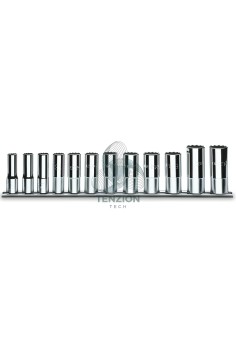 Set 12 Chiavi A Bussola Lunghe Bocca Poligonale 3/8" 1/4"-7/8"
