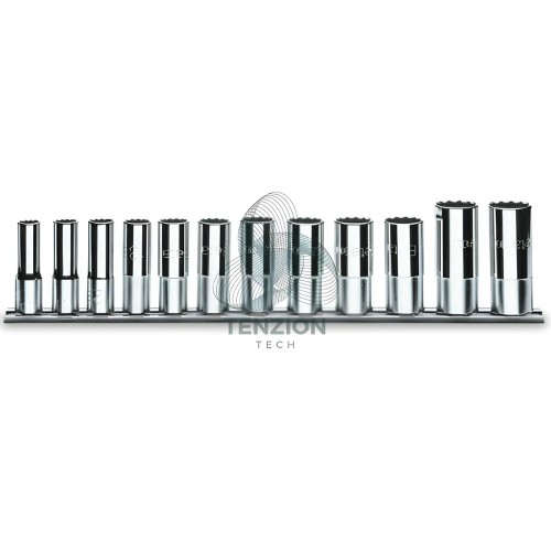 Set 12 Chiavi A Bussola Lunghe Bocca Poligonale 3/8" 1/4"-7/8"