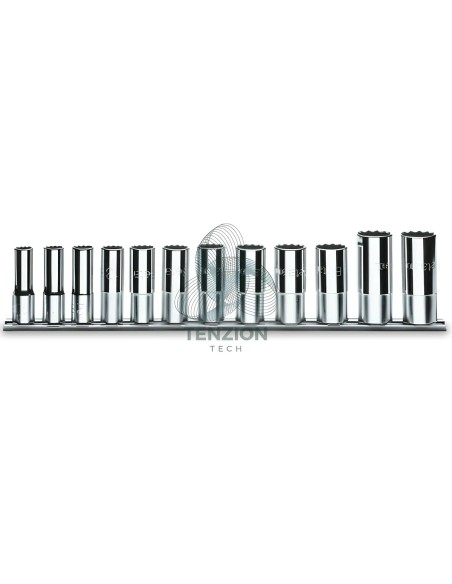 Set 12 Chiavi A Bussola Lunghe Bocca Poligonale 3/8" 1/4"-7/8"