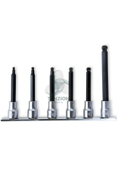 Set 7 Chiavi A Bussola Maschio Esagonale Estremità Sferica 3/8" 4L-10Lmm