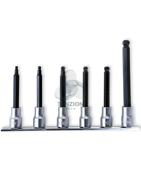 Set 7 Chiavi A Bussola Maschio Esagonale Estremità Sferica 3/8" 4L-10Lmm