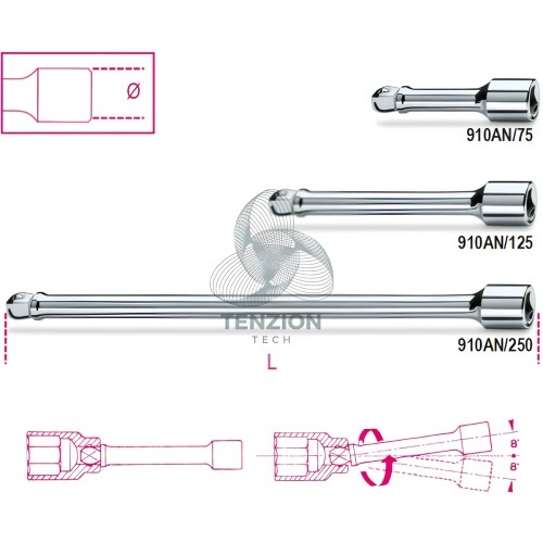 Prolunga Angolare Attacco Quadro Maschio Femmina 3/8"