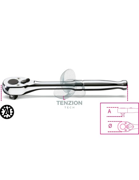 Cricchetto Reversibile Attacco Quadro Maschio 3/8"