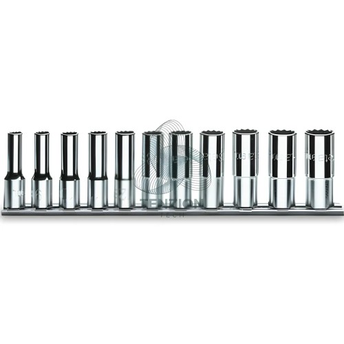 Set 11 Chiavi A Bussola Lunghe Bocca Poligonale 1/2" 10-22mm