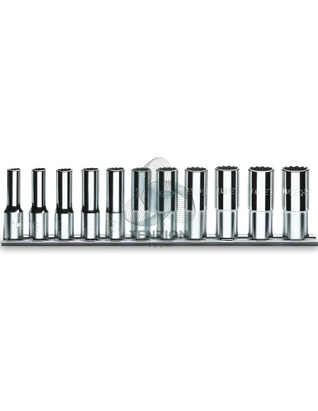 Set 11 Chiavi A Bussola Lunghe Bocca Poligonale 1/2" 10-22mm