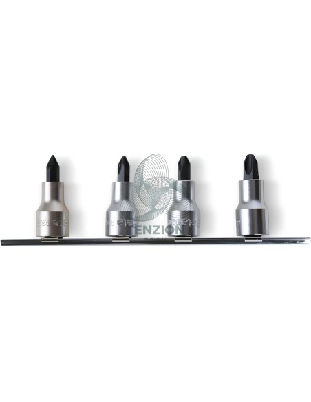 Set 4 Chiavi A Bussola Giravite Per Viti Con Croce Phillips 1/2" PH1-PH4